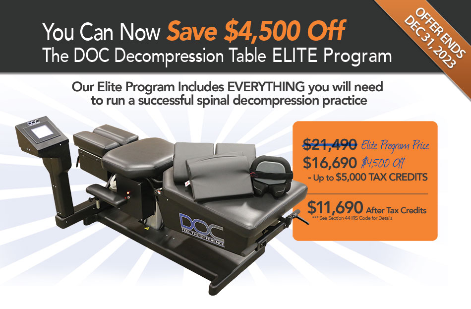 Save $4,500 off the DOC Decompression Table Elite Marketing Program