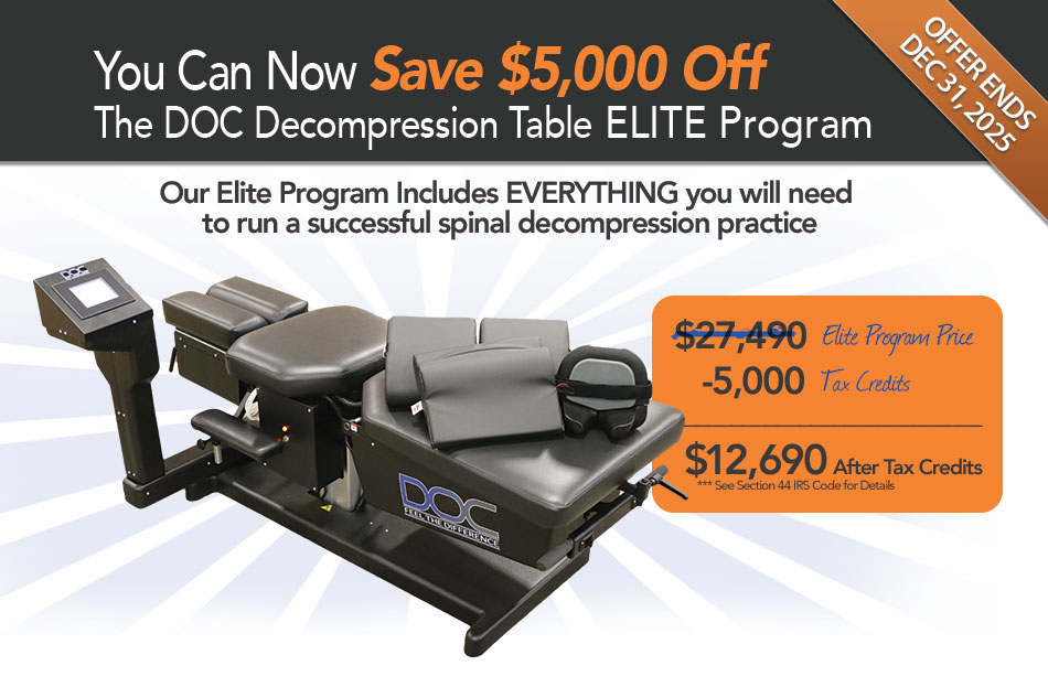 Save $5,000 off the DOC Decompression Table Elite Marketing Program